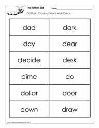 Word Wall Words for the Letter D